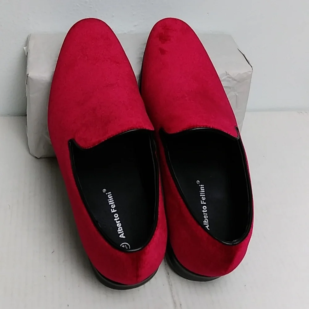 Alberto Fellini Sparko Size 12 Men's Loafers Shoes Red Velour